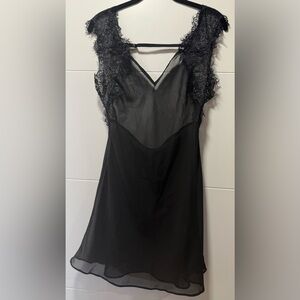 Bluebella Sheer Lace-Trim Black Chemise